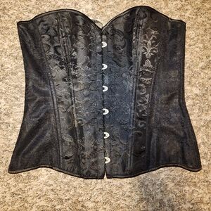 Black Brocade Strapless Corset